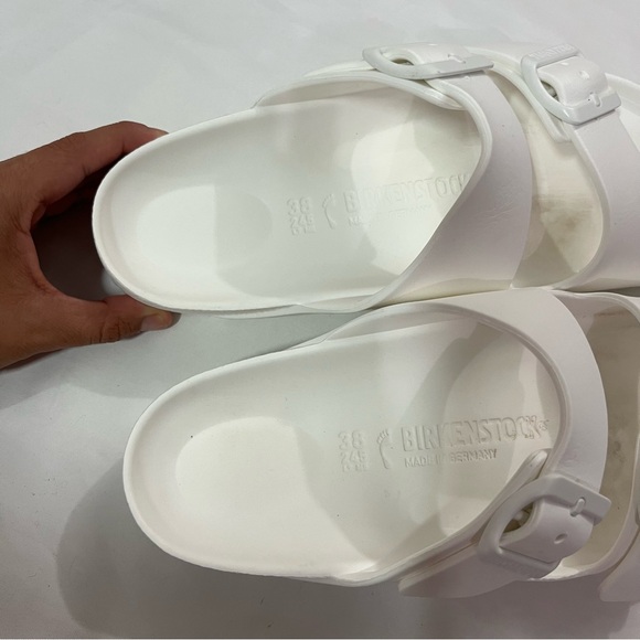 Birkenstock White Eva Double Straps Slip on Open Toe Slides Sandals Size 7 7.5 - Picture 10 of 10